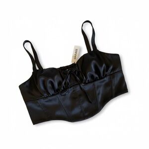 GARAGE Satin Bustier Bralette New Black size Large with Ribbing